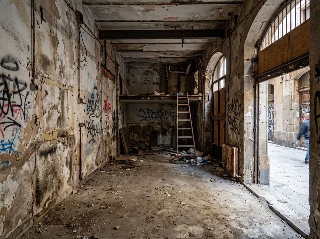 Antes: local comercial deteriorado